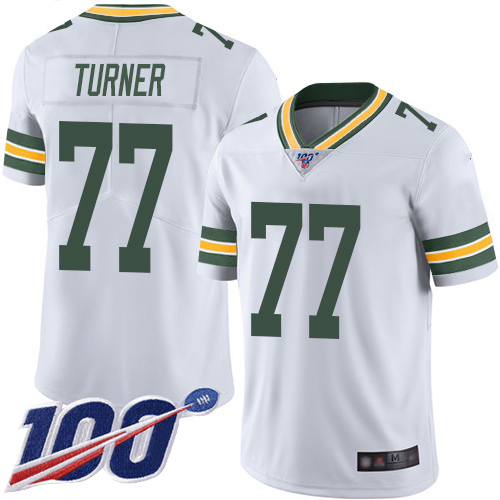 Green Bay Packers Limited White Men #77 Turner Billy Road Jersey Nike NFL 100th Season Vapor Untouchable->green bay packers->NFL Jersey